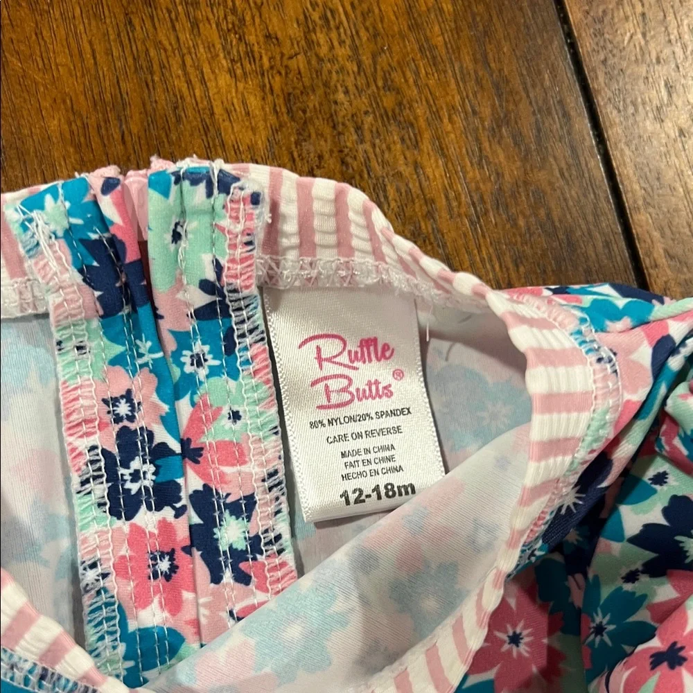 Floral Long Sleeve Girls swim suit 12-18 months EUC